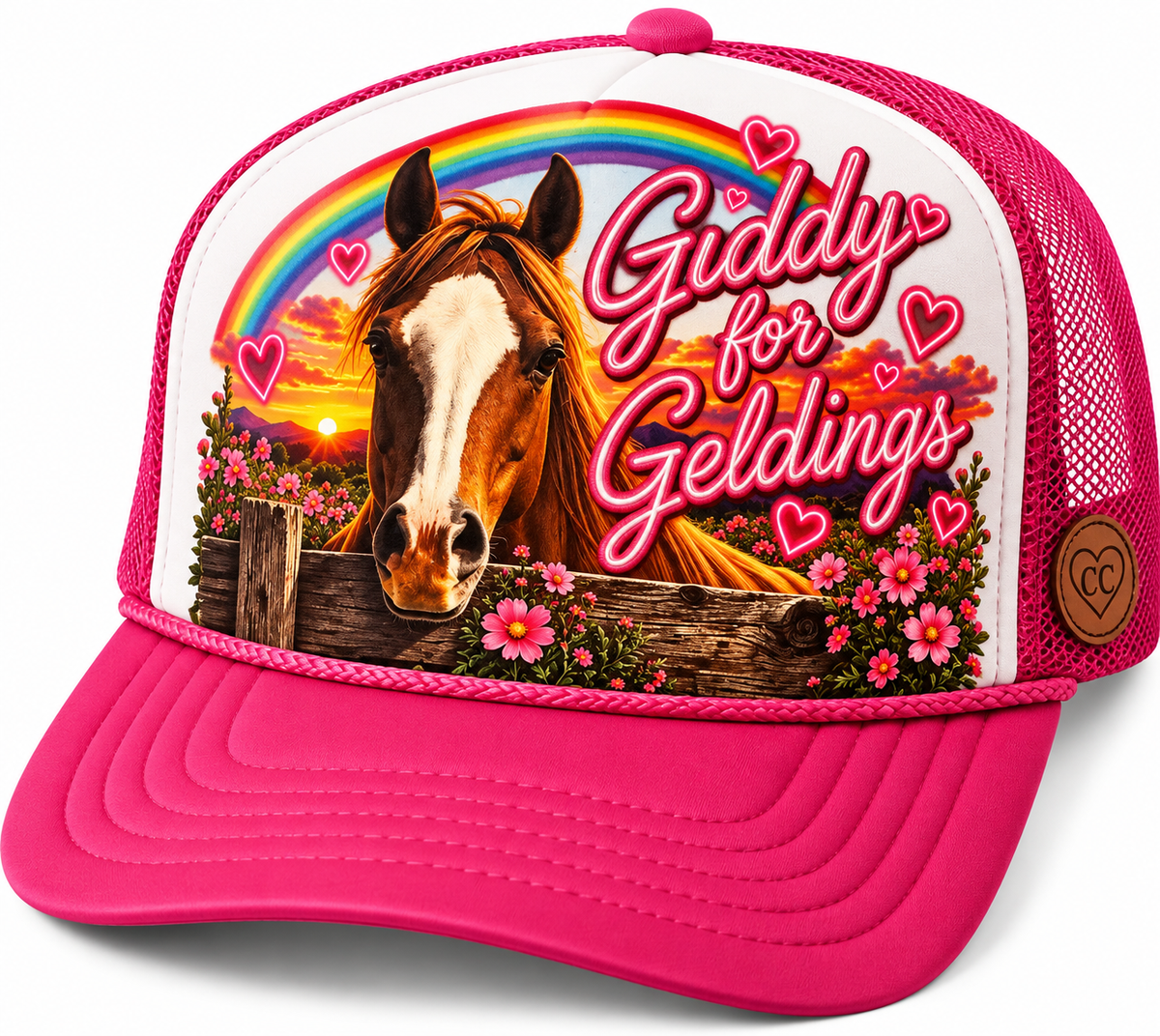 Giddy For Geldings Pink and White